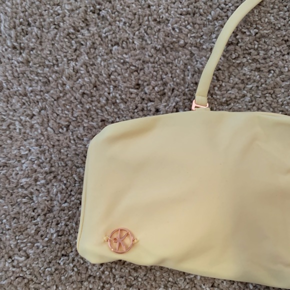 Kiss My Peach Light Yellow Square Neck Halter Swimsuit Bikini Top size XS EUC - Picture 2 of 5